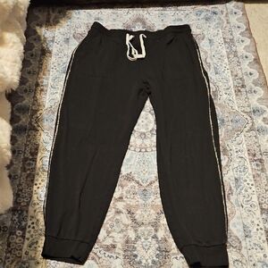 Jane and Delancey Black Joggers with Off White Side Stitch Accents